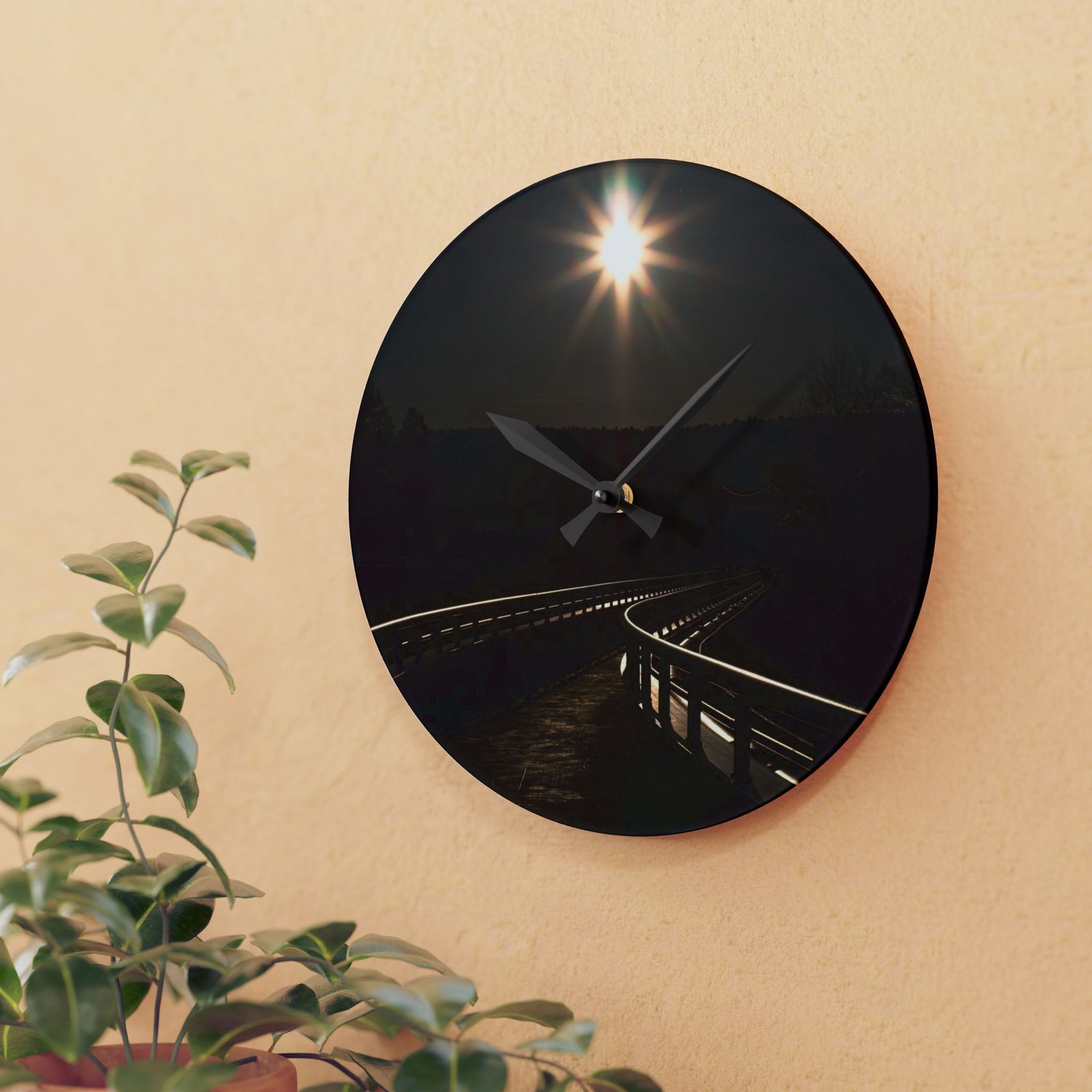 Wall Clock sun & bridge