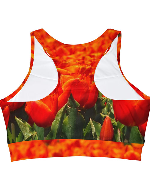 Load image into Gallery viewer, High Neck Crop Bikini Top with tulip design
