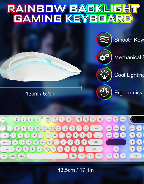 Load image into Gallery viewer, Gaming Keyboard and Mouse, Rainbow Backlit USB Wired Computer Mouse and Keyboard Combo, for Game, Office, White
