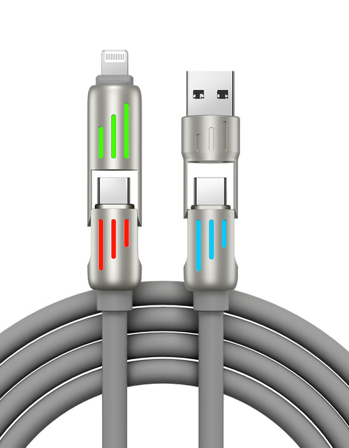 Load image into Gallery viewer, 4 in 1 USB C Cable 240W Fast Charging &amp; Data Sync Multi Silicone RGB Charge Cord
