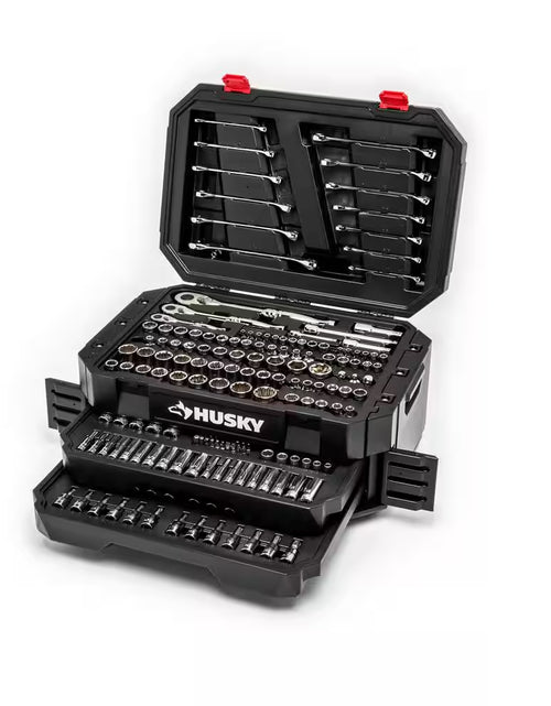 Load image into Gallery viewer, 1/4 In., 3/8 In. and 1/2 In. 72-Tooth Ratchet Mechanics Tool Set with Chest (244-Piece)
