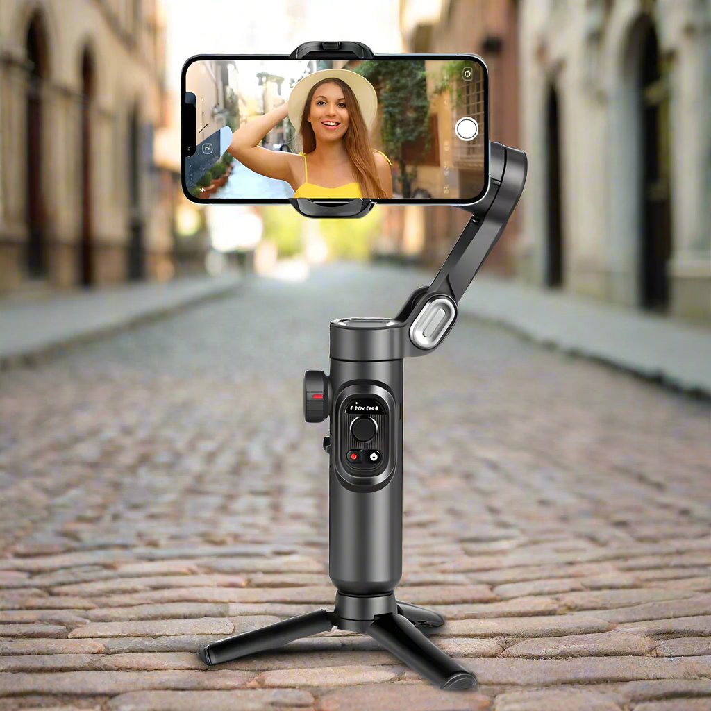 AOCHUAN 3-Axis Handheld Gimbal Stabilizer for Smartphone with Fill Light for Iphone Android Face Tracking Tiktok Vlog Smart XE