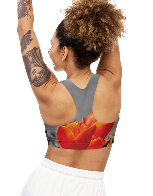 Load image into Gallery viewer, Sports Bra with tulip design
