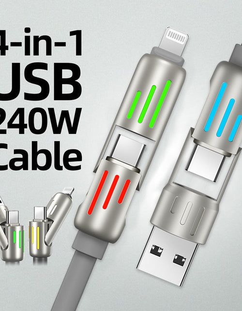 Load image into Gallery viewer, 4 in 1 USB C Cable 240W Fast Charging &amp; Data Sync Multi Silicone RGB Charge Cord
