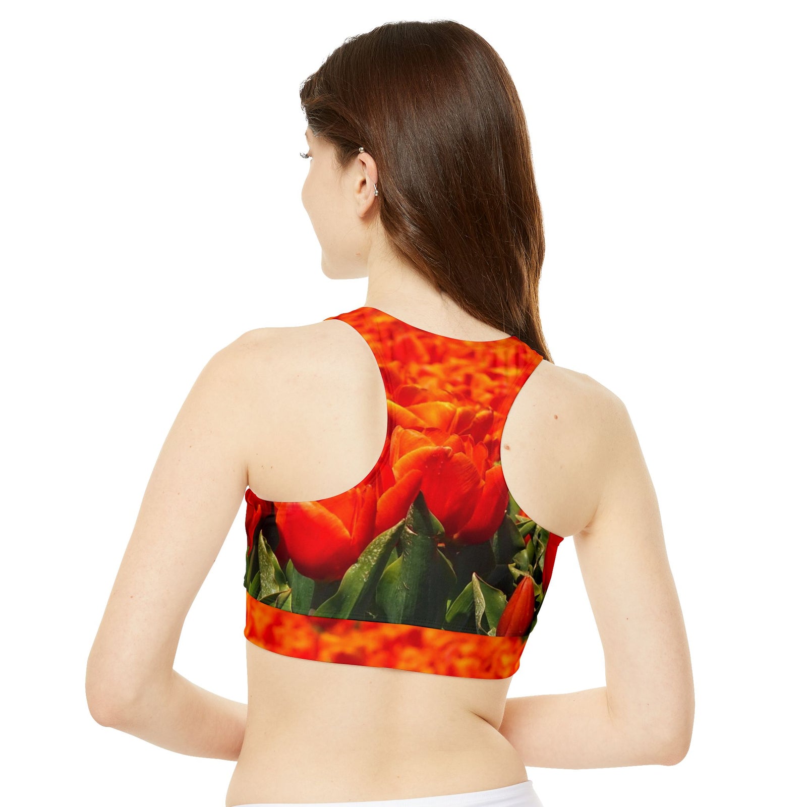 High Neck Crop Bikini Top with tulip design