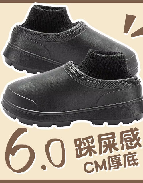 Load image into Gallery viewer, Women Waterproof Cotton Slippers Home Floor Couples Winter Warm Shoes Thick Sole Soft Plush Female Male Indoor Street Boots
