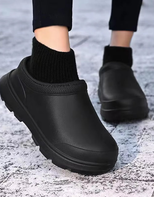 Load image into Gallery viewer, Women Waterproof Cotton Slippers Home Floor Couples Winter Warm Shoes Thick Sole Soft Plush Female Male Indoor Street Boots
