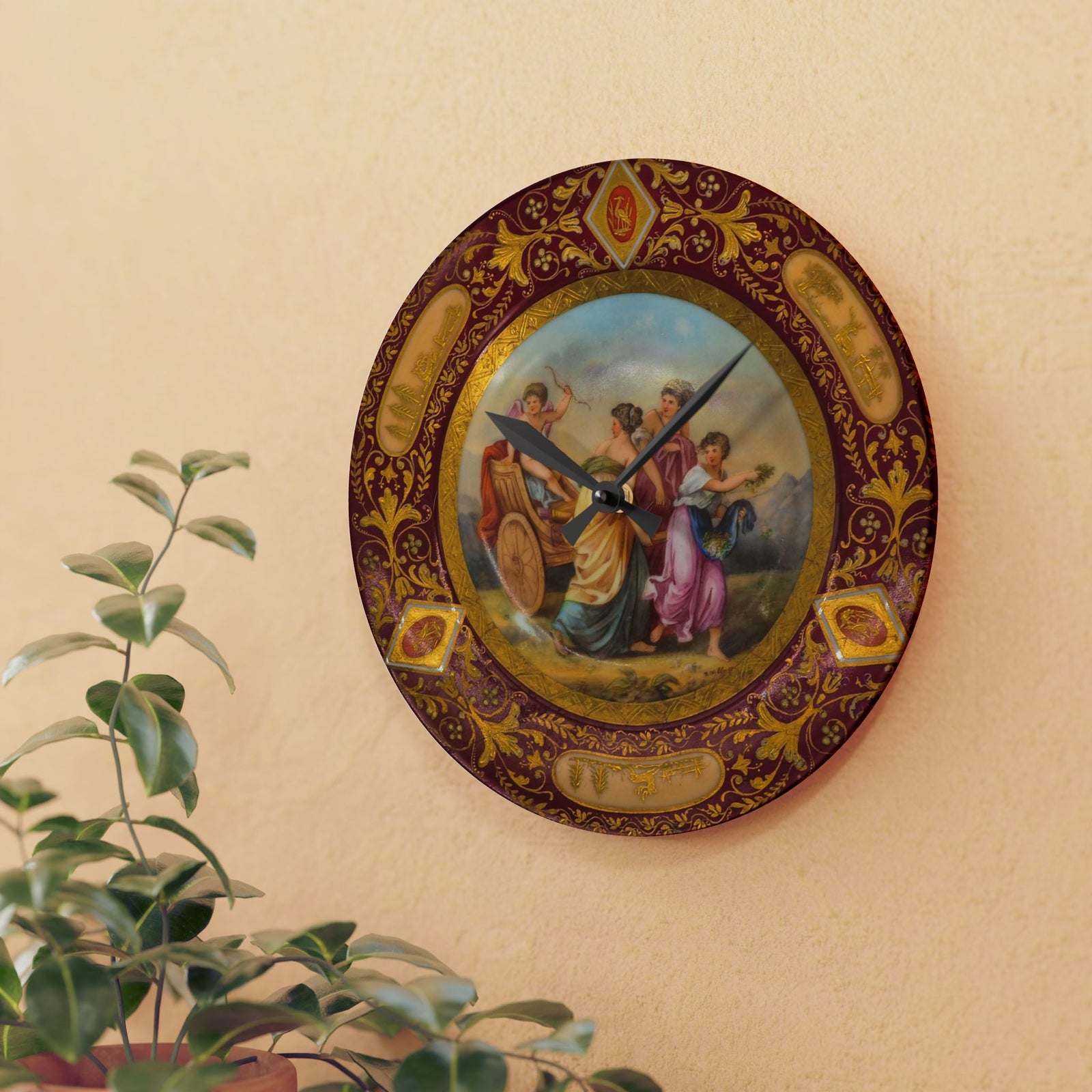 Wall Clock with antique plate design