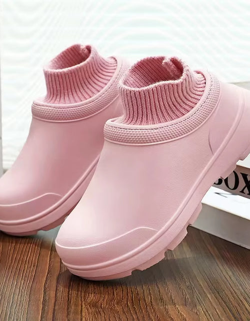 Load image into Gallery viewer, Women Waterproof Cotton Slippers Home Floor Couples Winter Warm Shoes Thick Sole Soft Plush Female Male Indoor Street Boots
