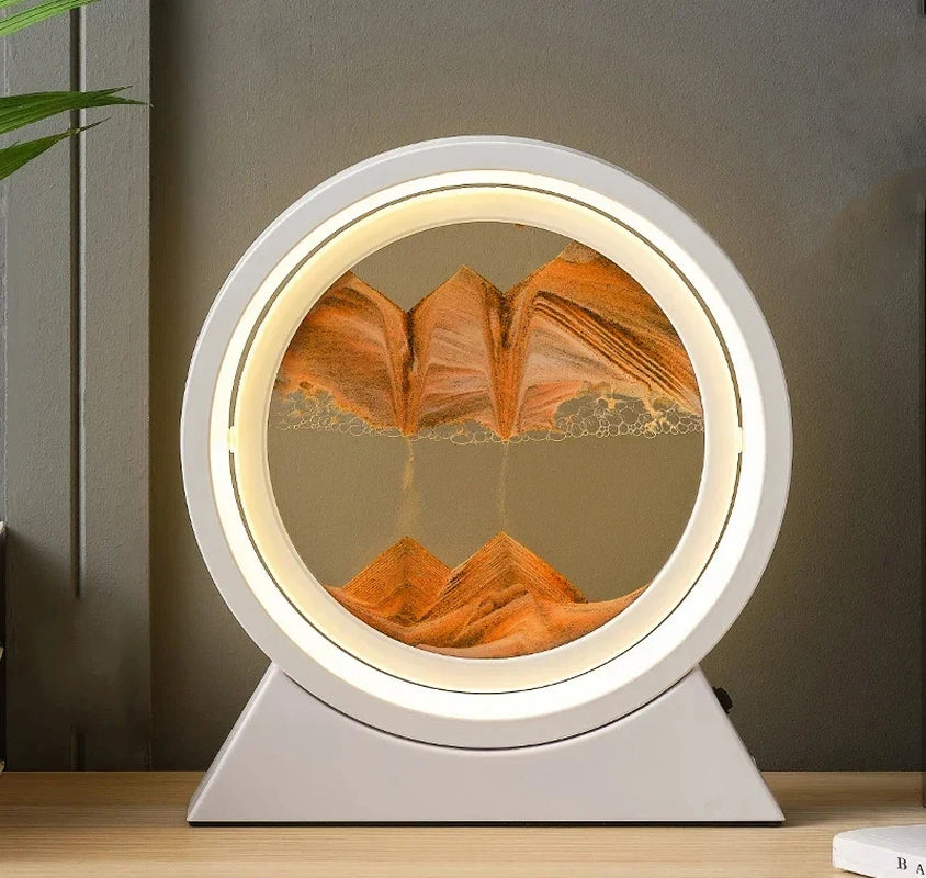 LED Light Creative Quicksand Table Lamp Moving Sand Art Picture 3D Hourglass Deep Sea Sandscape Bedroom Lamp for Home Decor Gift