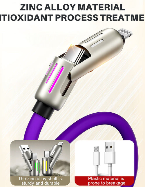 Load image into Gallery viewer, 4 in 1 USB C Cable 240W Fast Charging &amp; Data Sync Multi Silicone RGB Charge Cord
