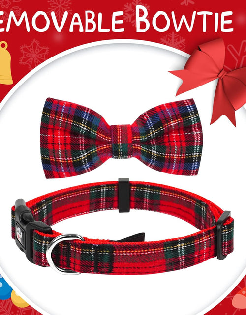 Load image into Gallery viewer, Christmas Dog Collar and Leash Set, Classic Plaid Collar with Removable Bowtie and Matching Leash for Small Medium and Large Dogs

