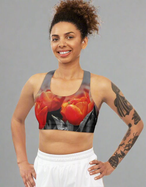 Load image into Gallery viewer, Sports Bra with tulip design
