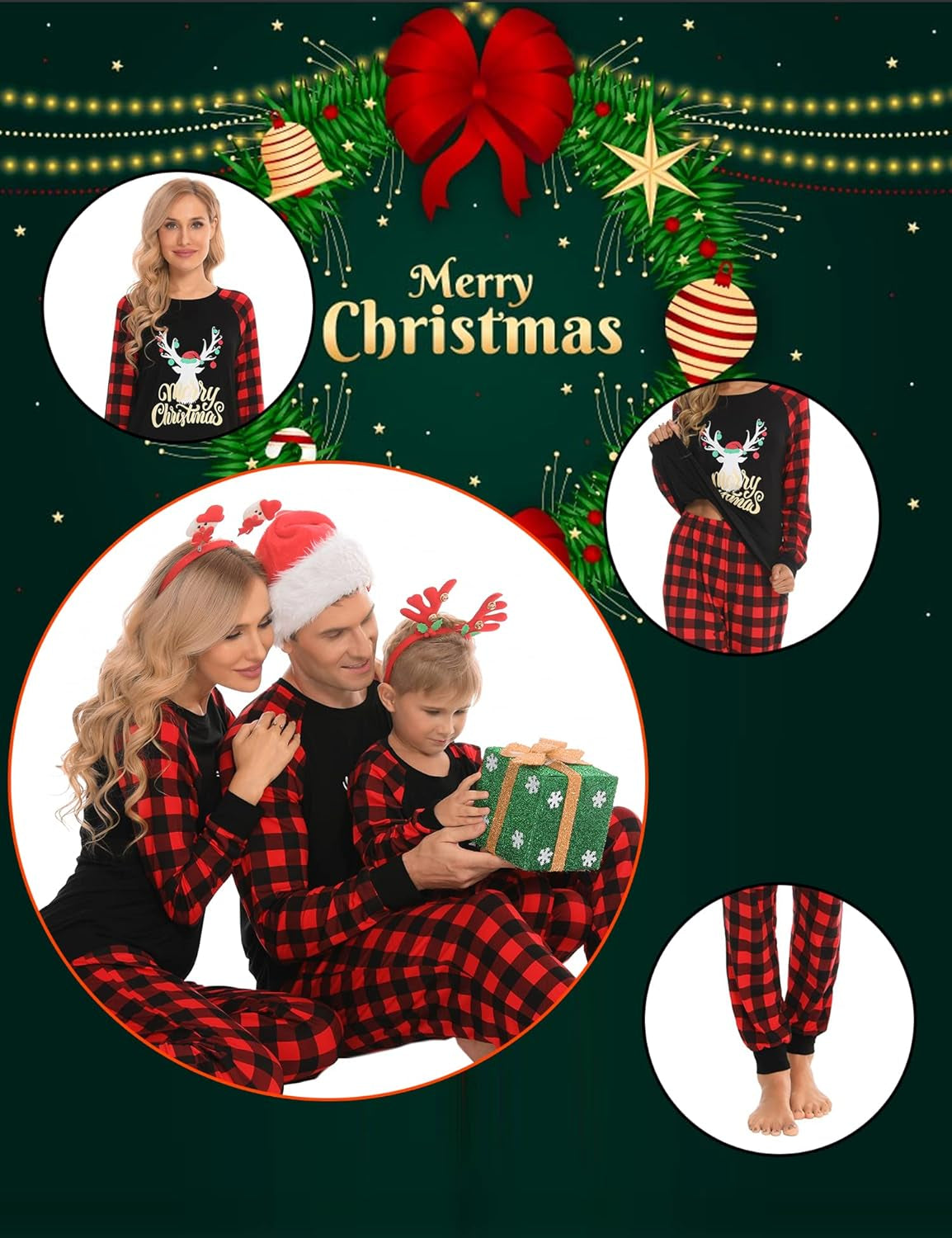 Christmas Pajamas Sets for Family Christmas Pjs Women Men Kid Sleepwear Holiday Festival Loungewear