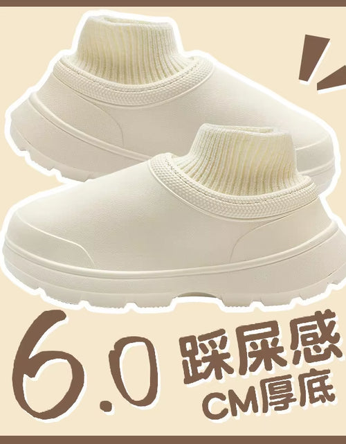 Load image into Gallery viewer, Women Waterproof Cotton Slippers Home Floor Couples Winter Warm Shoes Thick Sole Soft Plush Female Male Indoor Street Boots
