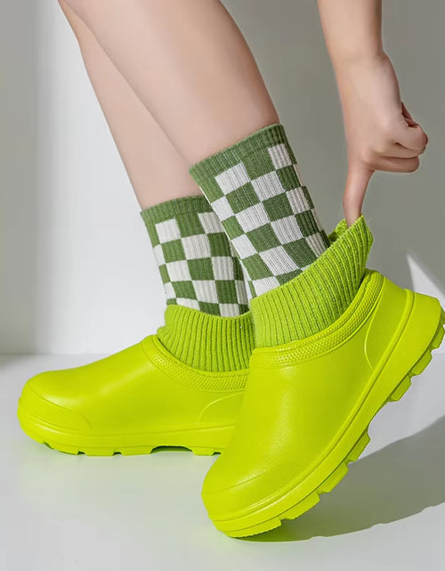 Load image into Gallery viewer, Women Waterproof Cotton Slippers Home Floor Couples Winter Warm Shoes Thick Sole Soft Plush Female Male Indoor Street Boots
