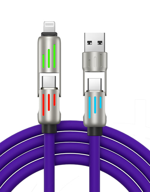 Load image into Gallery viewer, 4 in 1 USB C Cable 240W Fast Charging &amp; Data Sync Multi Silicone RGB Charge Cord
